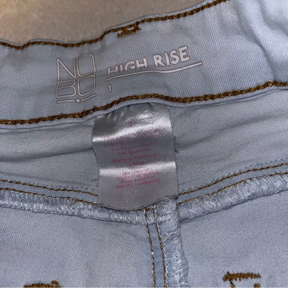 High Rise Light Blue Shorts - Picture 3 of 5